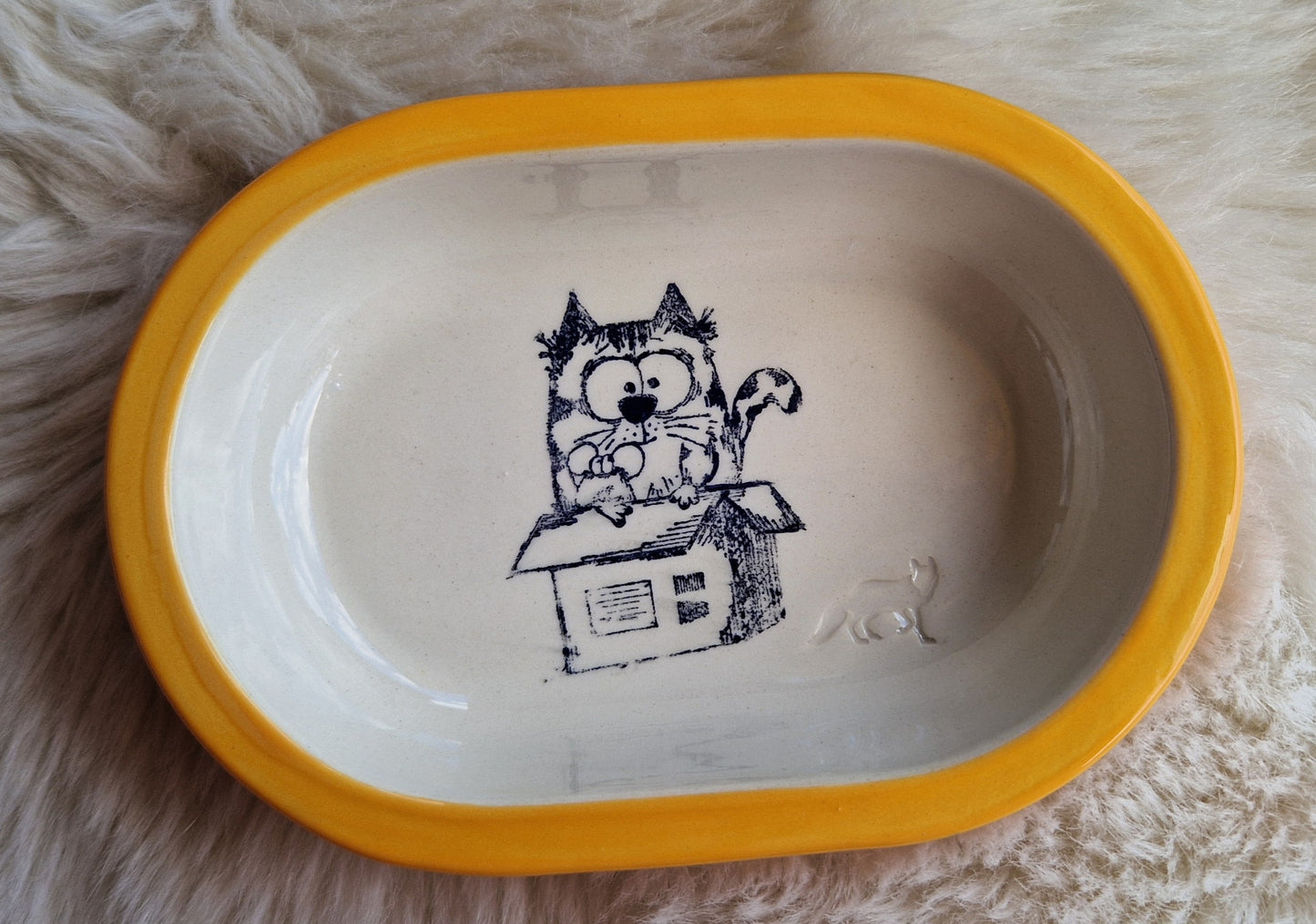 Keramik Schale für Surefeed mit Farbrand "Finns Boxenstopp"