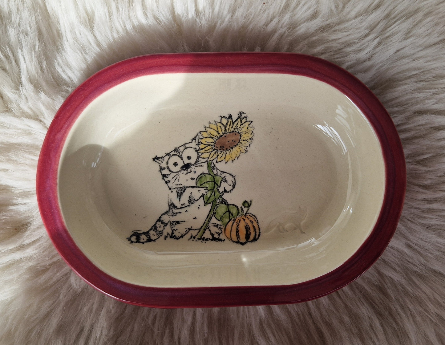 Keramik Schale für Surefeed mit Farbrand "Finn mit Sonnenblume"