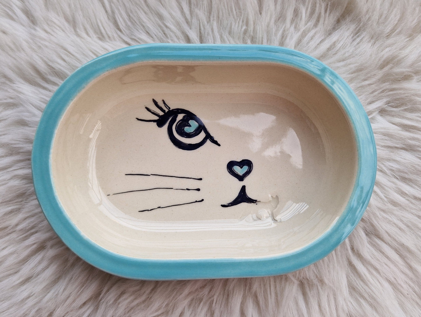 Keramik Schale für Surefeed mit Farbrand "halbes Katzengesicht"