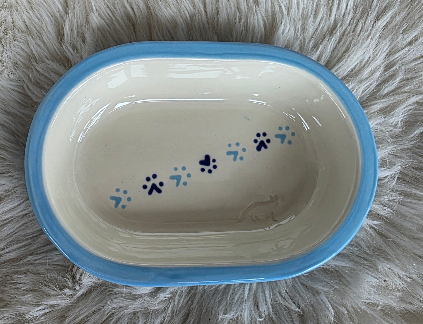 Keramik Schale für Surefeed mit Farbrand und zweifarbiger Pfotenspur