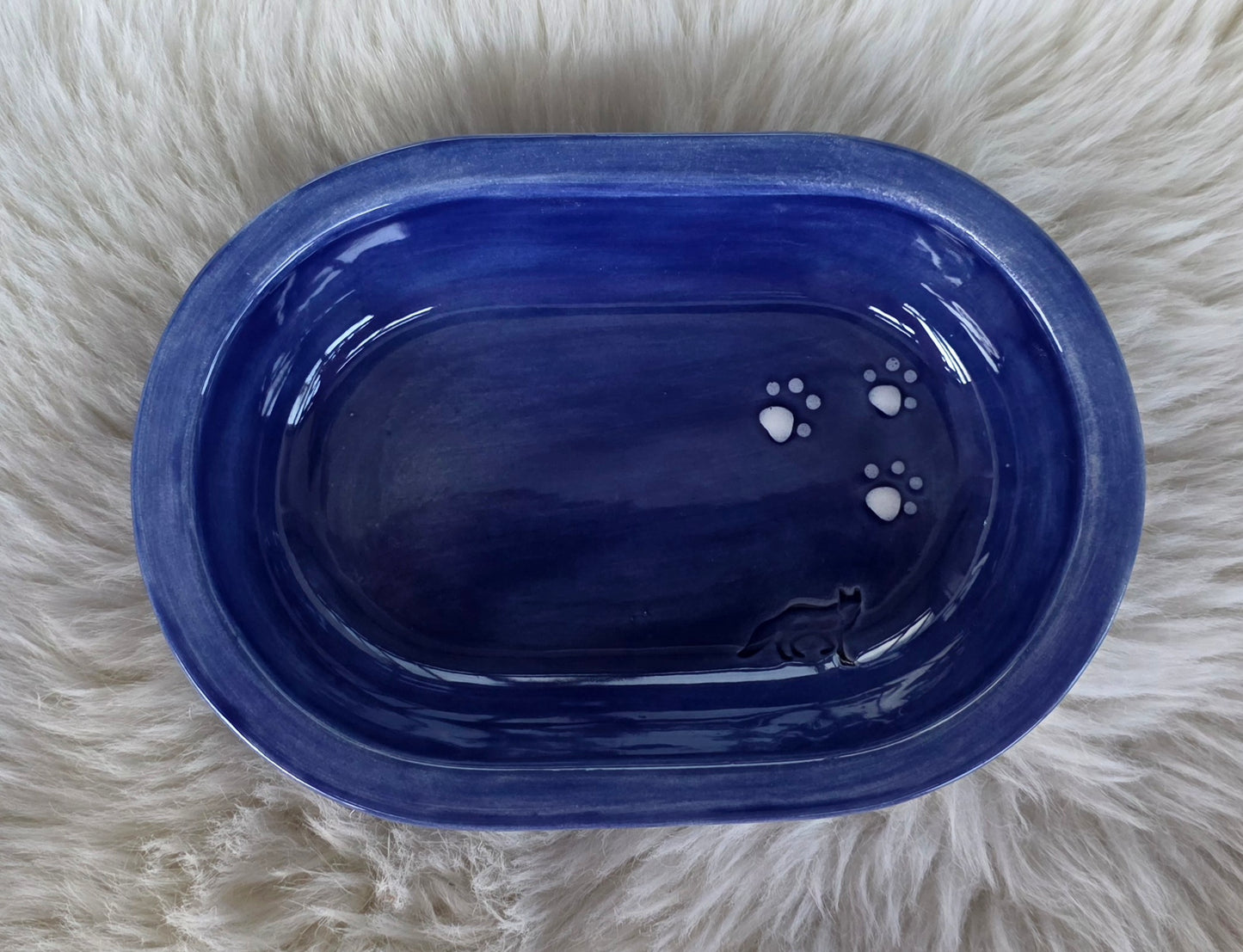 Keramik Schale für Surefeed Einfarbig mit weißen Pfoten