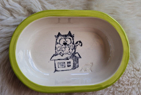 Keramik Schale für Surefeed mit Farbrand "Finns Boxenstopp"