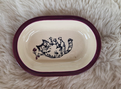 Keramik Schale für Surefeed mit Farbrand "Finn im Katzenglück mit Gräte"