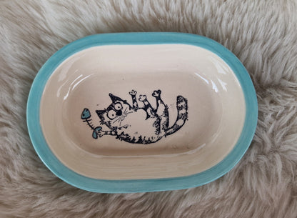 Keramik Schale für Surefeed mit Farbrand "Finn im Katzenglück mit Gräte"