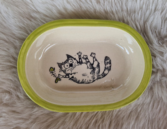 Keramik Schale für Surefeed mit Farbrand "Finn im Katzenglück mit Gräte"