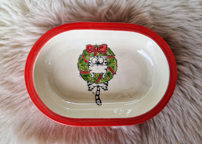 Keramik Schale für Surefeed mit Farbrand "Kein Loorbeerkranz aber Türkranz für Finn"