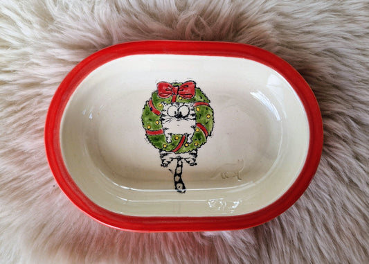 Keramik Schale für Surefeed mit Farbrand "Kein Loorbeerkranz aber Türkranz für Finn"