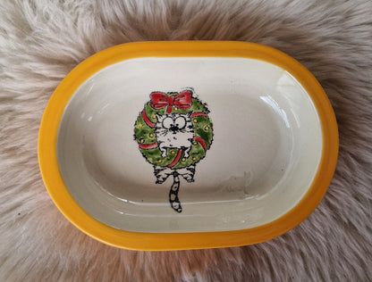 Keramik Schale für Surefeed mit Farbrand "Kein Loorbeerkranz aber Türkranz für Finn"