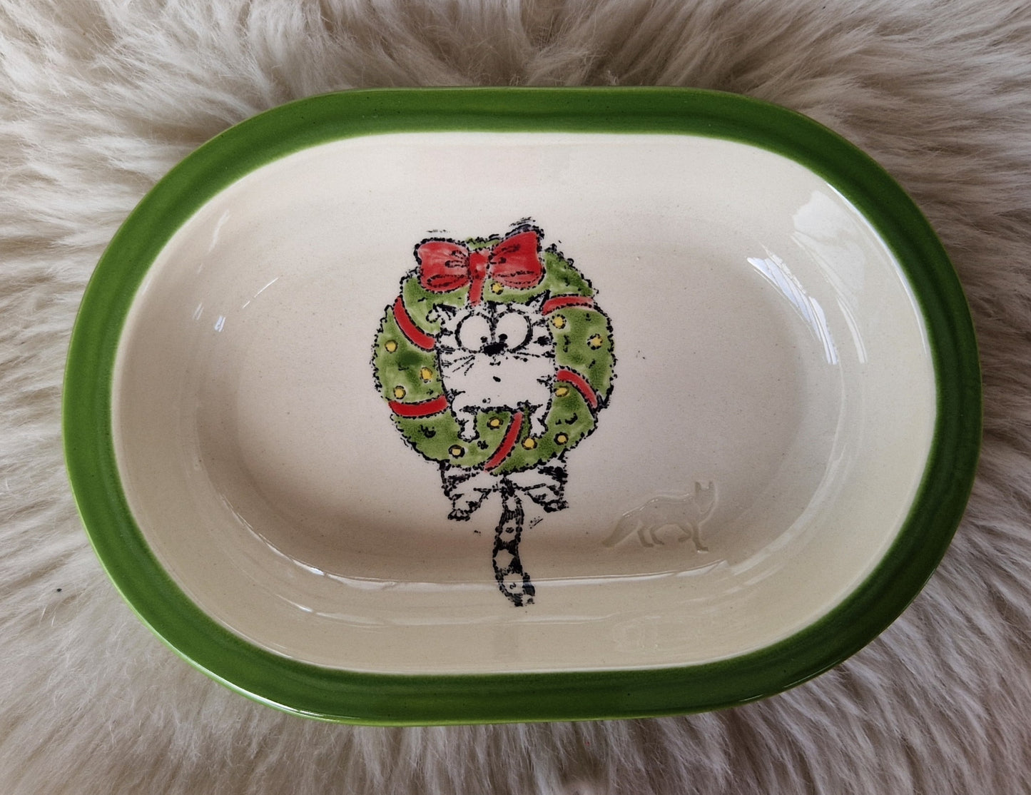 Keramik Schale für Surefeed mit Farbrand "Kein Loorbeerkranz aber Türkranz für Finn"