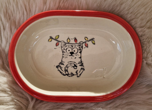 Keramik Schale für Surefeed mit Farbrand "Finns Klimmzüge an der Lichterkette"