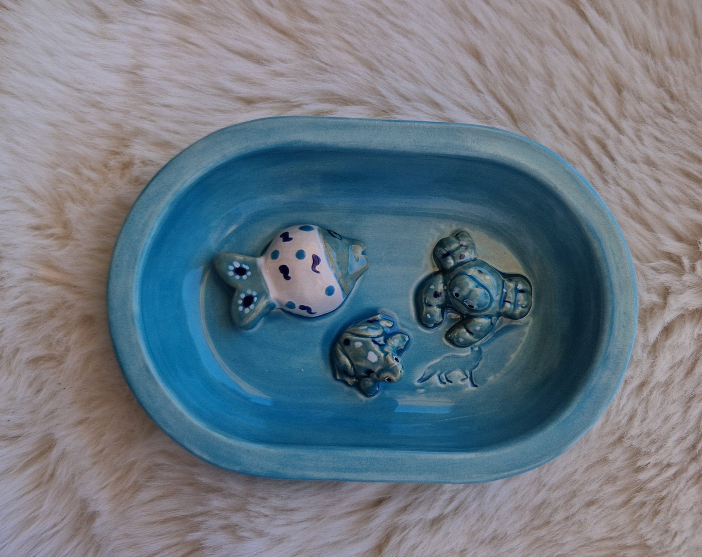 Keramik-Antischlingnapf für Katzen – Meeresbewohner