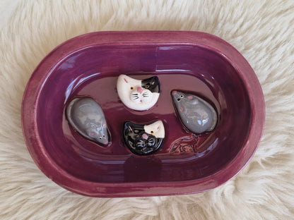 Keramik-Antischlingnapf für Katzen – Landmotive