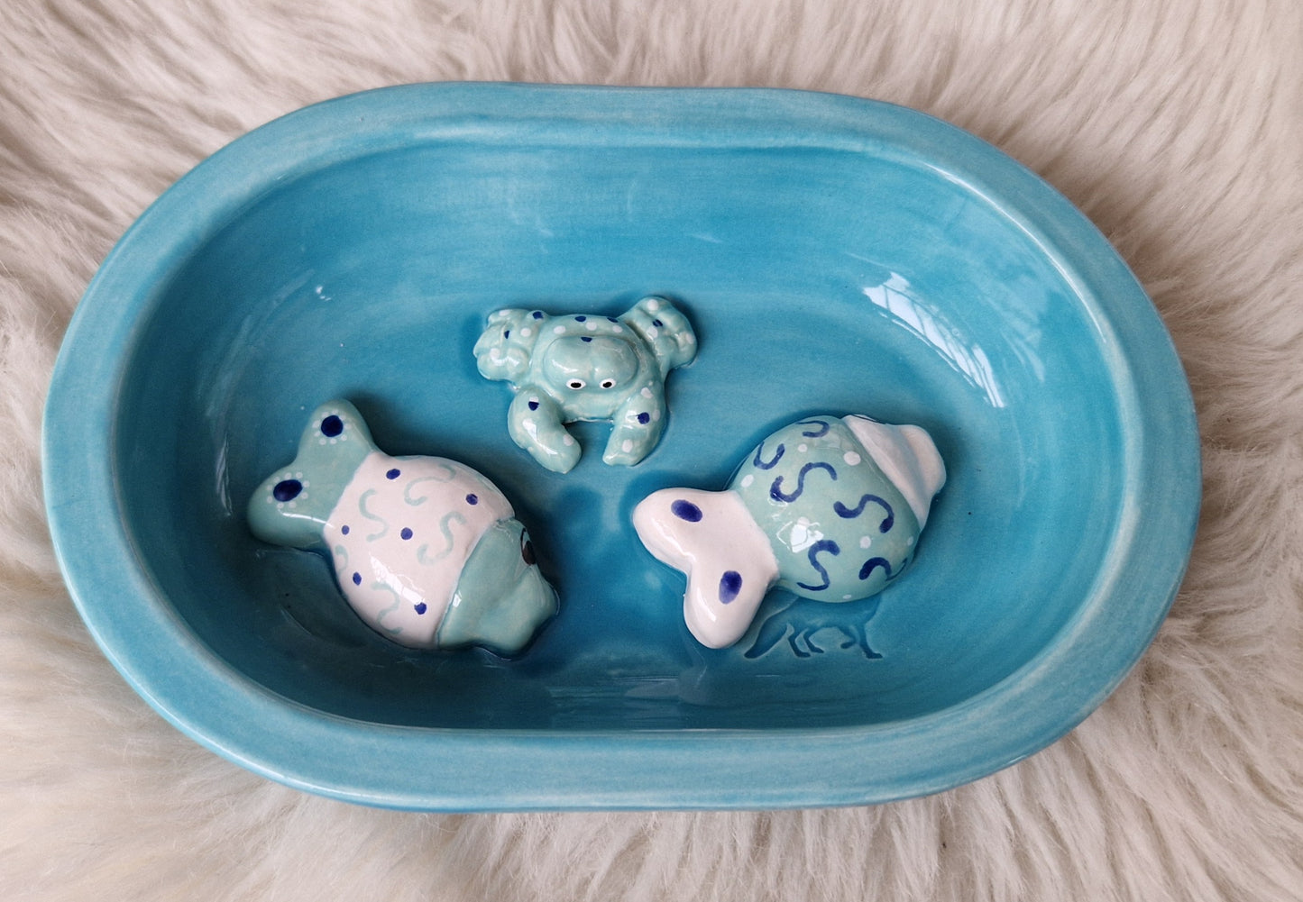 Keramik-Antischlingnapf für Katzen – Meeresbewohner