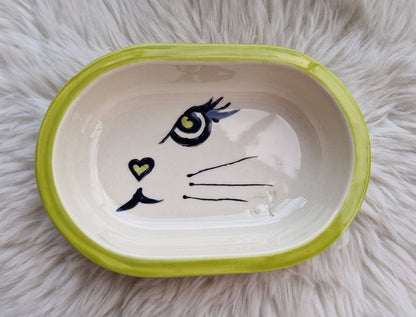 Keramik Schale für Surefeed mit Farbrand "halbes Katzengesicht"