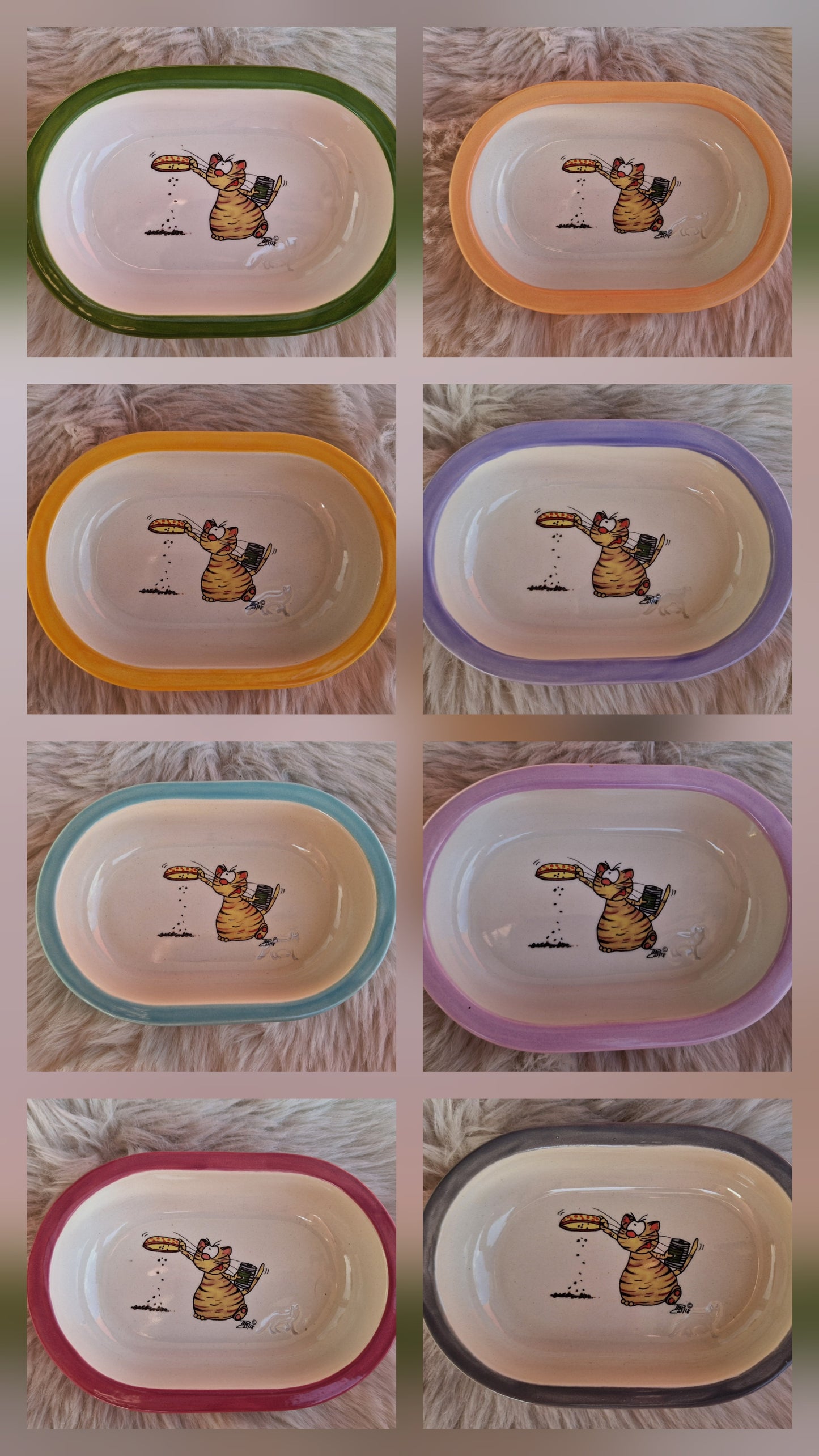 Keramik Schale für Surefeed mit Farbrand und Pucki leert Napf aus