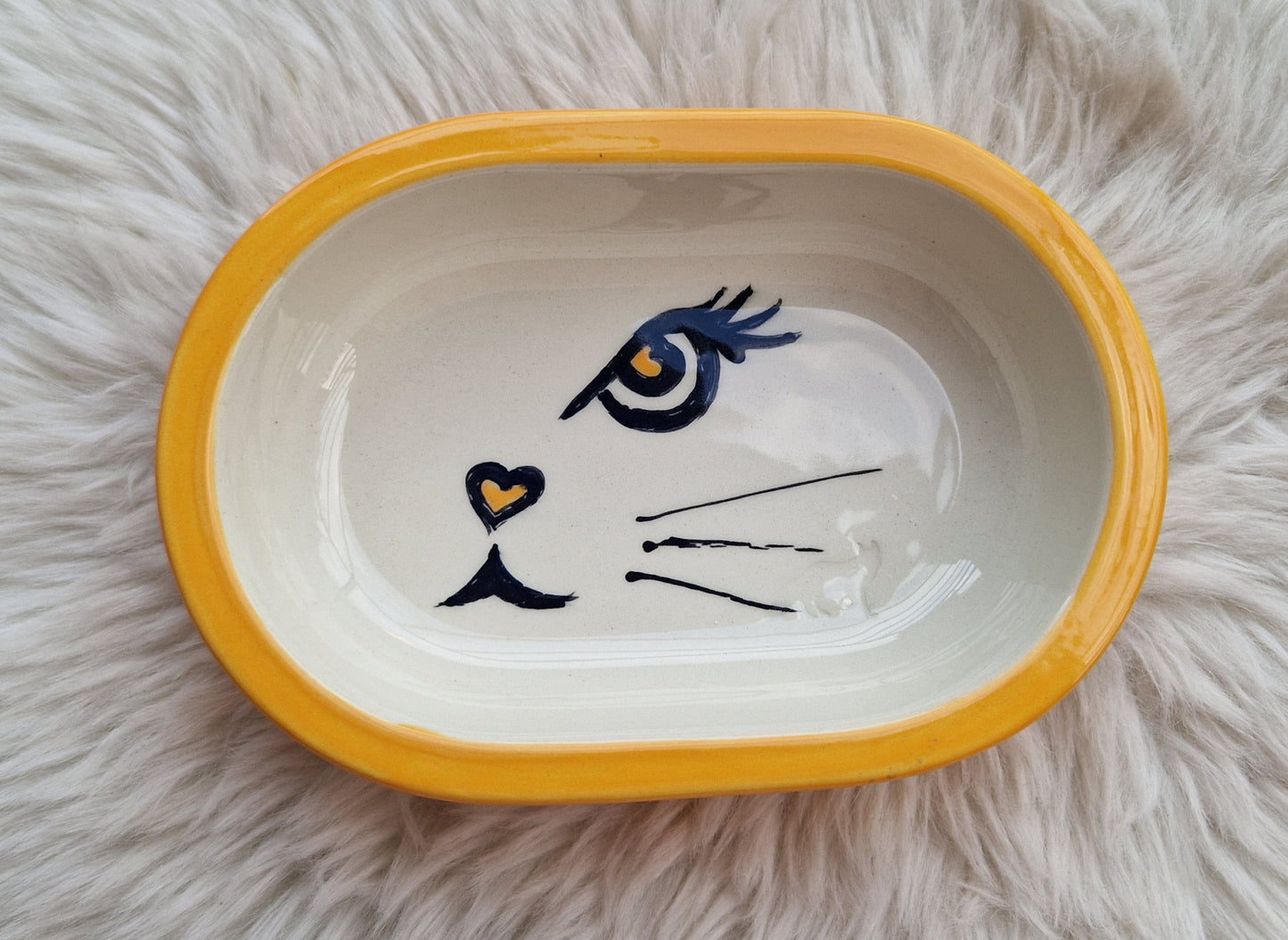 Keramik Schale für Surefeed mit Farbrand "halbes Katzengesicht"