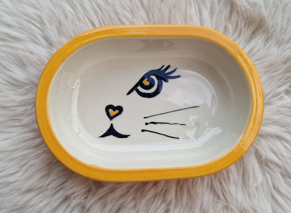 Keramik Schale für Surefeed mit Farbrand "halbes Katzengesicht"