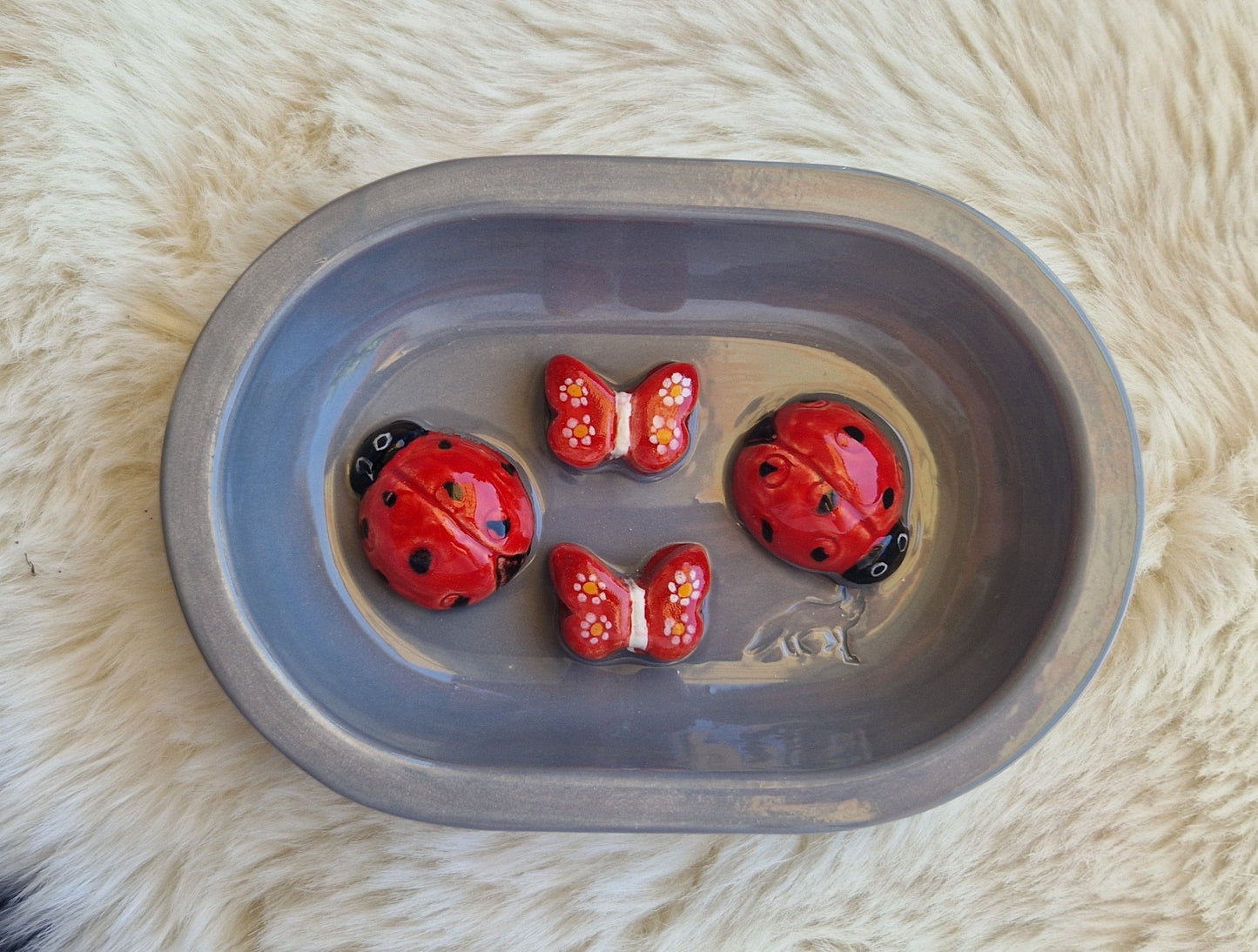 Keramik-Antischlingnapf für Katzen – Landmotive