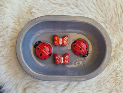 Keramik-Antischlingnapf für Katzen – Landmotive