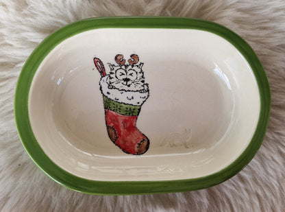 Keramik Schale für Surefeed mit Farbrand "Gefüllte Weihnachtssocke mit Finn"