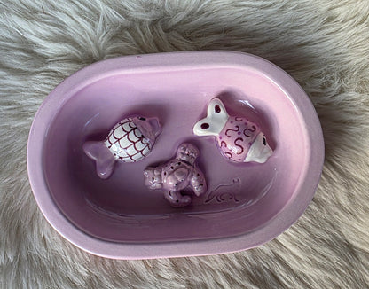 Keramik-Antischlingnapf für Katzen – Meeresbewohner