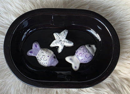 Keramik-Antischlingnapf für Katzen – Meeresbewohner