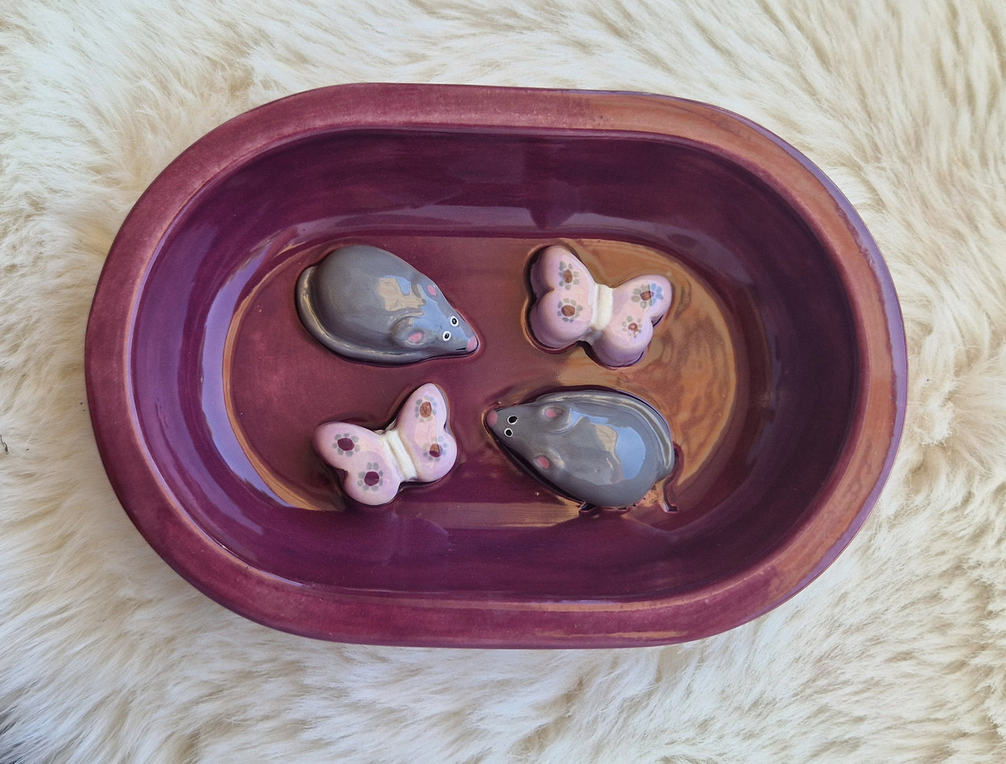 Keramik-Antischlingnapf für Katzen – Landmotive