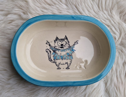 Keramik Schale für Surefeed mit Farbrand "Finn feiert Geburtstag"