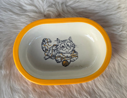 Keramik Schale für Surefeed mit Farbrand "Finn im Woll-Paradies"