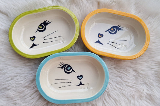 Keramik Schale für Surefeed mit Farbrand "halbes Katzengesicht"