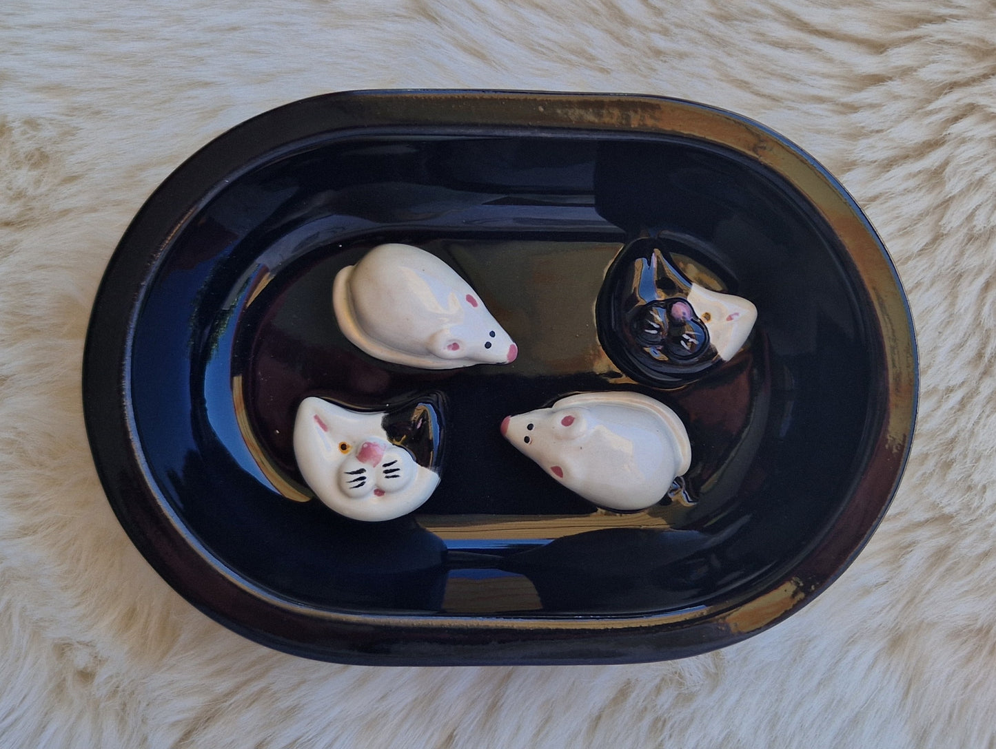 Keramik-Antischlingnapf für Katzen – Landmotive