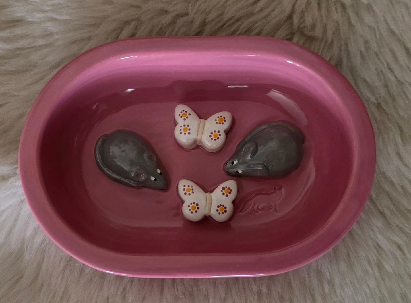 Keramik-Antischlingnapf für Katzen – Landmotive