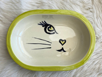 Keramik Schale für Surefeed mit Farbrand "halbes Katzengesicht"