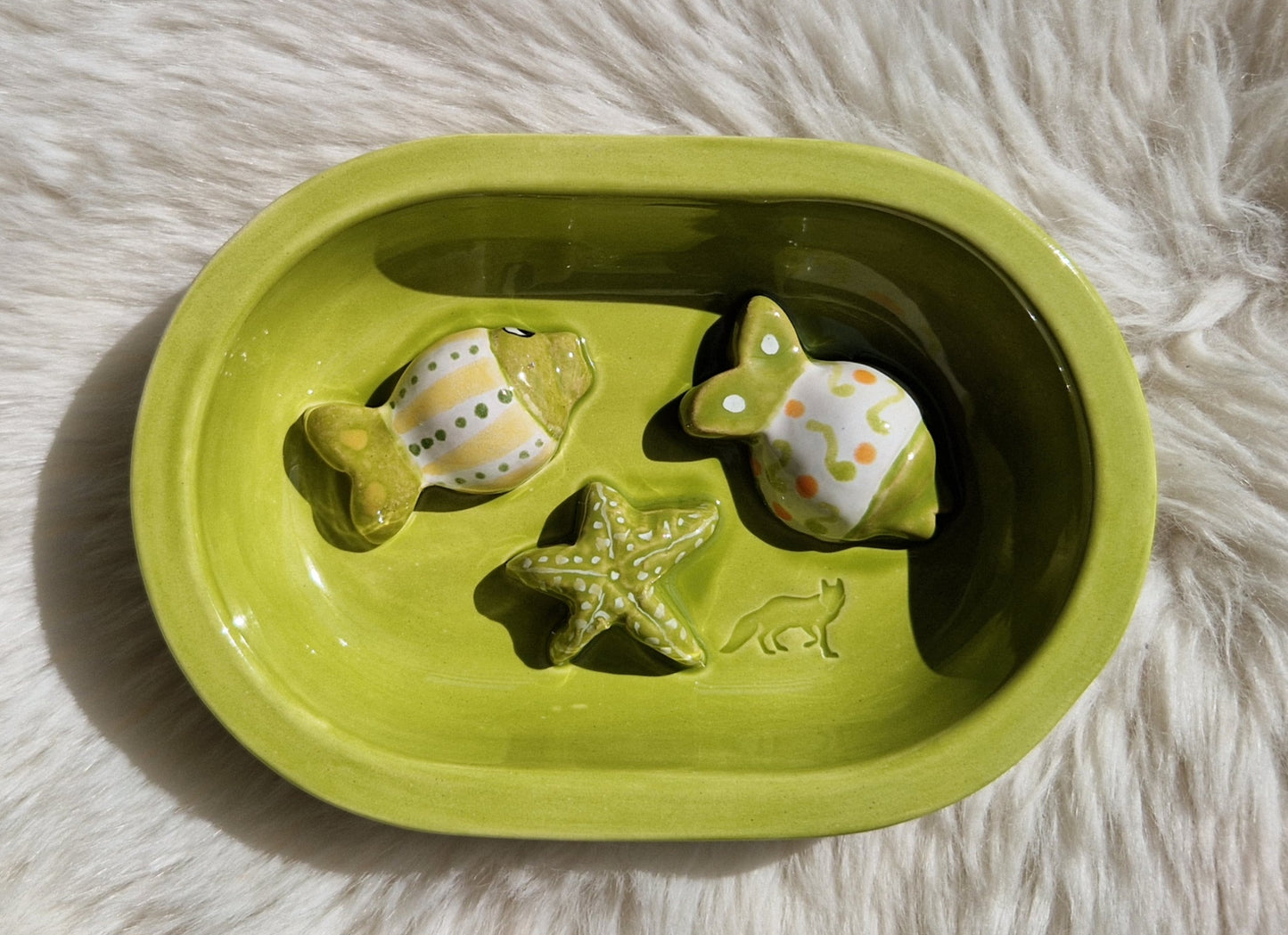 Keramik-Antischlingnapf für Katzen – Meeresbewohner