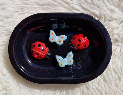 Keramik-Antischlingnapf für Katzen – Landmotive