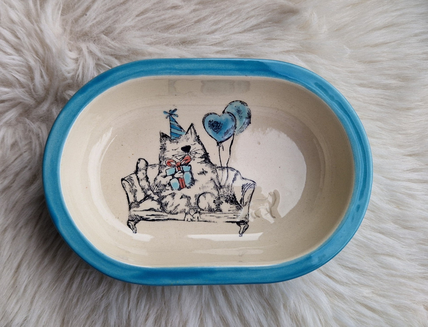 Keramik Schale für Surefeed mit Farbrand "Finn feiert Party"