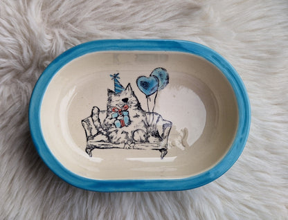 Keramik Schale für Surefeed mit Farbrand "Finn feiert Party"